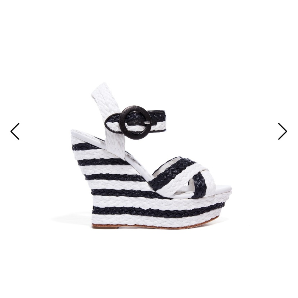 Alice + Olivia ~ Josiey Striped Wedge Sandals
